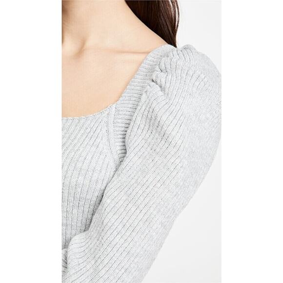 WAYF Leland Long Sleeve Tie Back Sheath Sweater Dress In Heather Grey Medium $98 - Picture 8 of 9